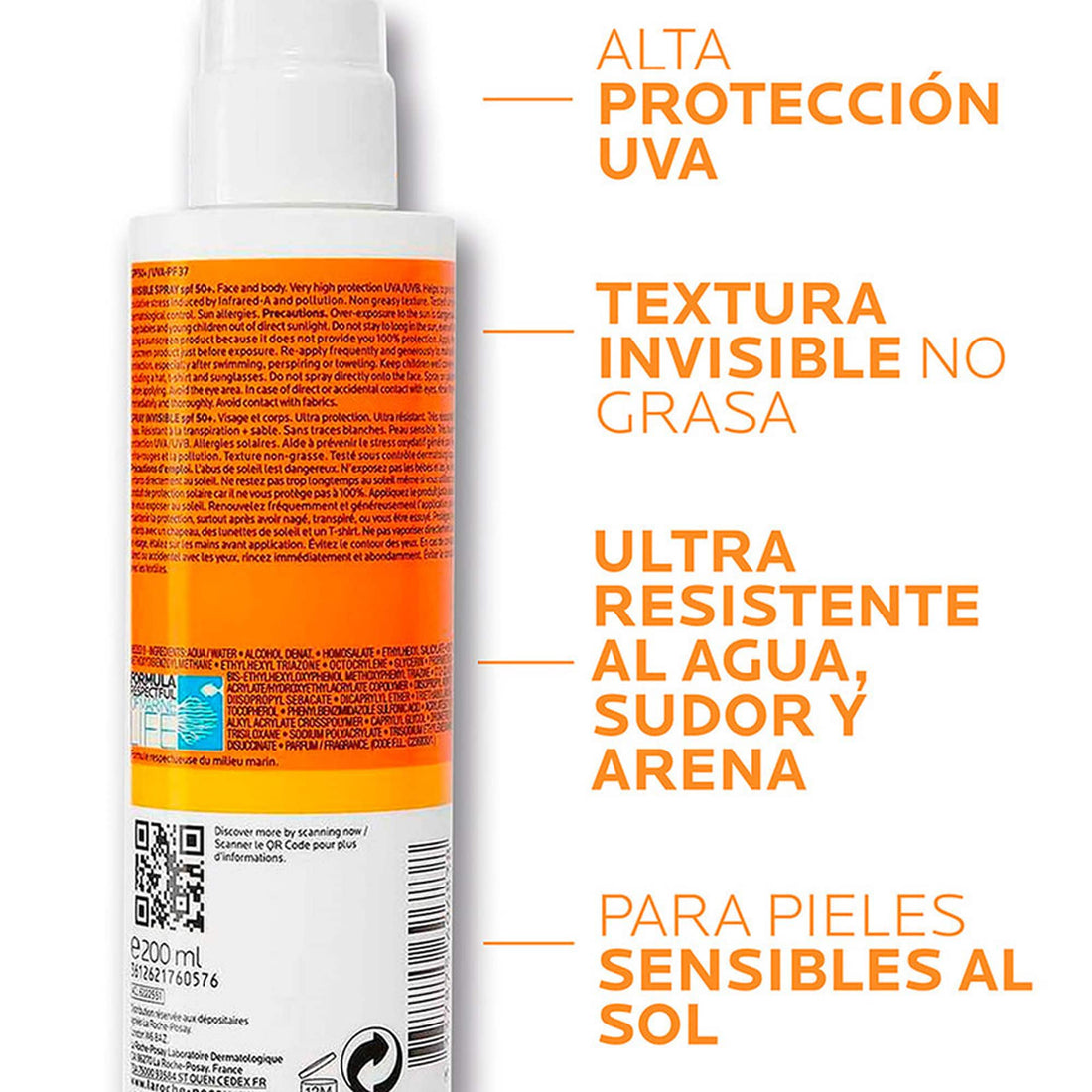 Protector solar corporal en spray de alta protección para adultos 200ml – La Roche-Posay Anthelios Spray Adulto