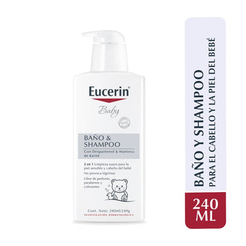 Baño y shampoo suave sin jabón para piel sensible 240ml – Eucerin pH5 Baby Bath & Shampoo