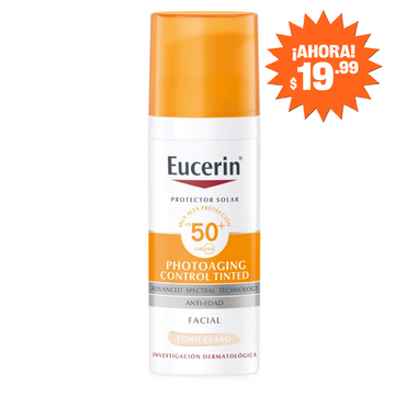 Protector solar facial Eucerin Photoaging Control Tinte Claro Anti-Edad FPS50+ 50ml
