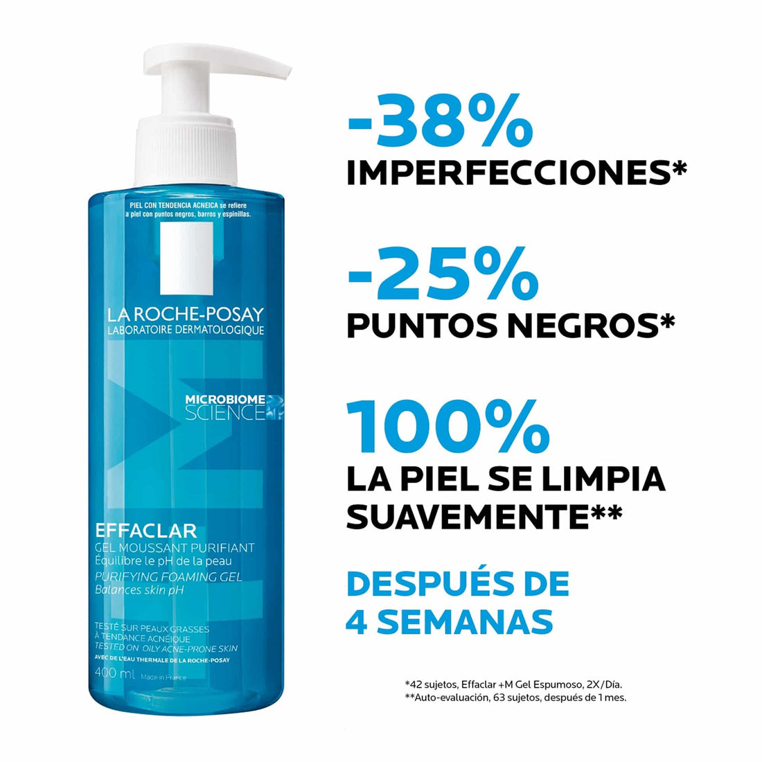 La Roche-Posay gel limpiador purificante para piel grasa y con tendencia acneica 400 ml – Effaclar Gel Limpiador