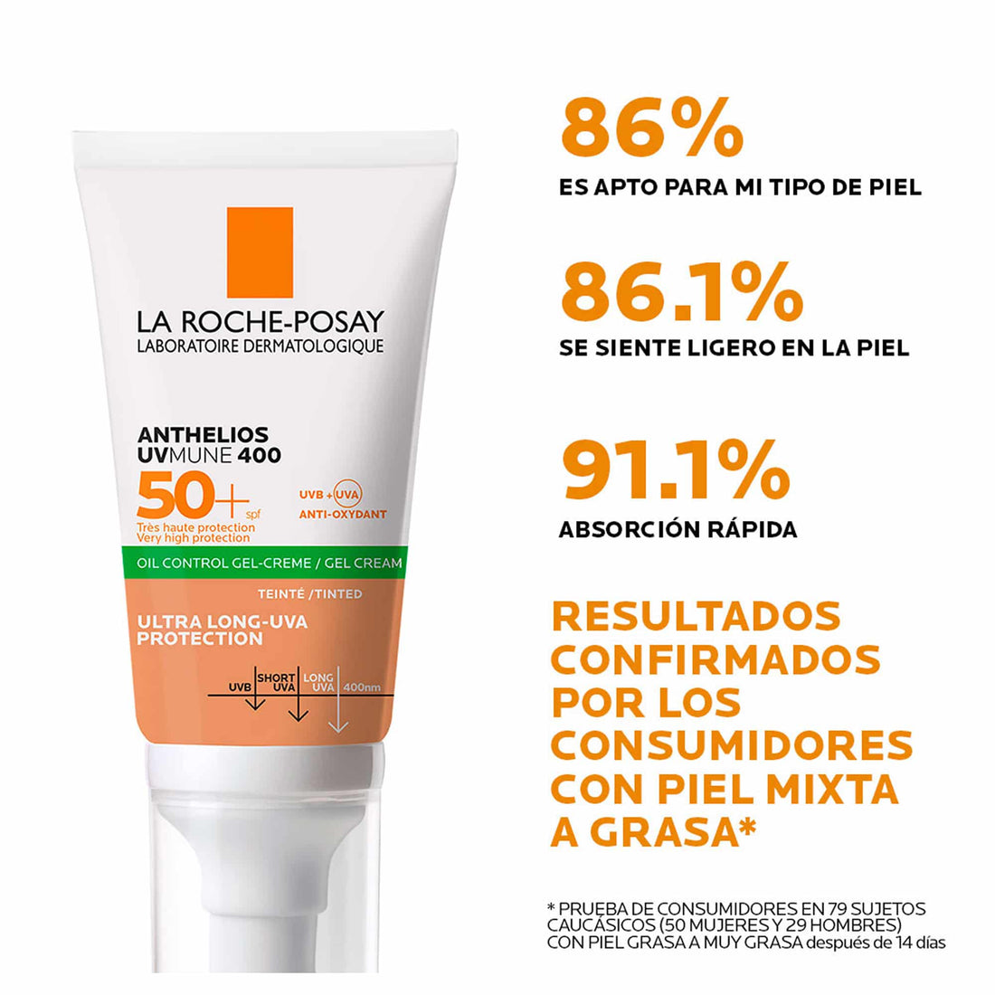 La Roche-Posay Anthelios Tinted Dry Touch – Protector Solar Facial con Color SPF 50+ 50ml