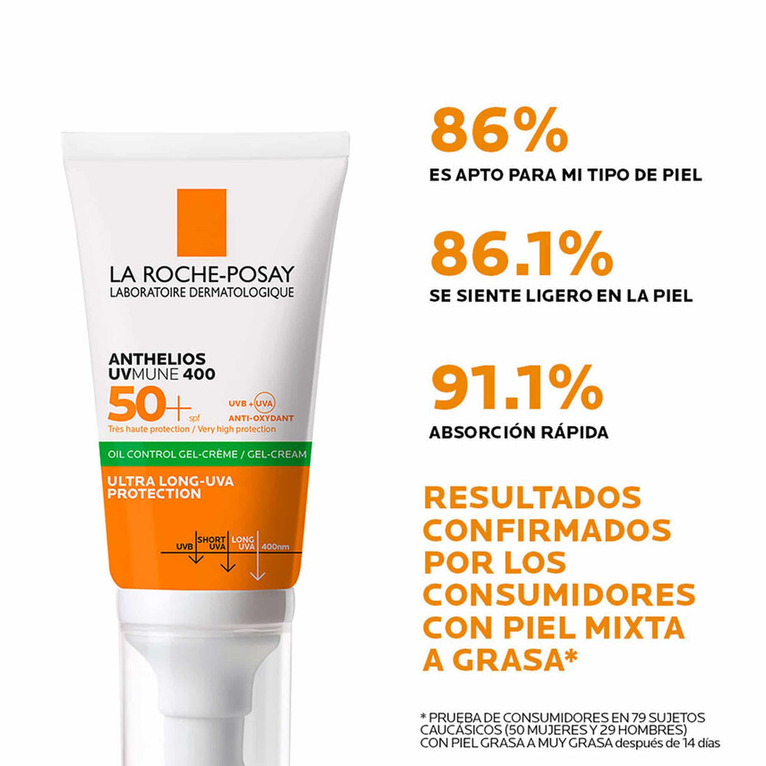 Protector solar facial toque seco para piel mixta a grasa SPF50 50ml – La Roche-Posay Anthelios Toque Seco