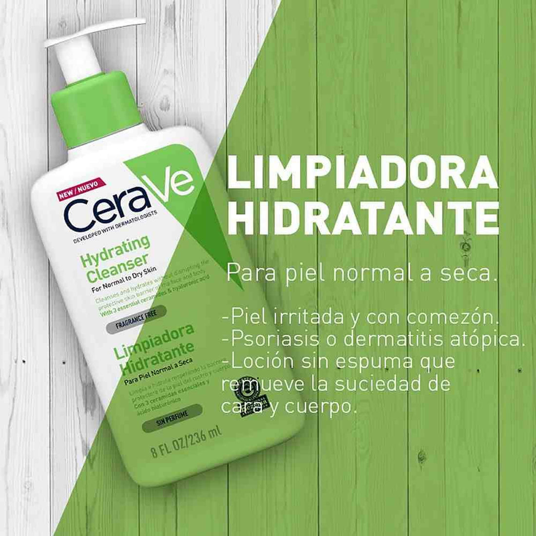 CeraVe Limpiador Facial Hidratante – Gel Suave para Uso Diario 236ml
