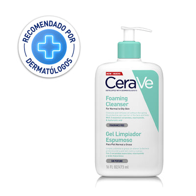 CeraVe Gel Limpiador Espumoso – Limpieza Facial para Piel Grasa 473ml