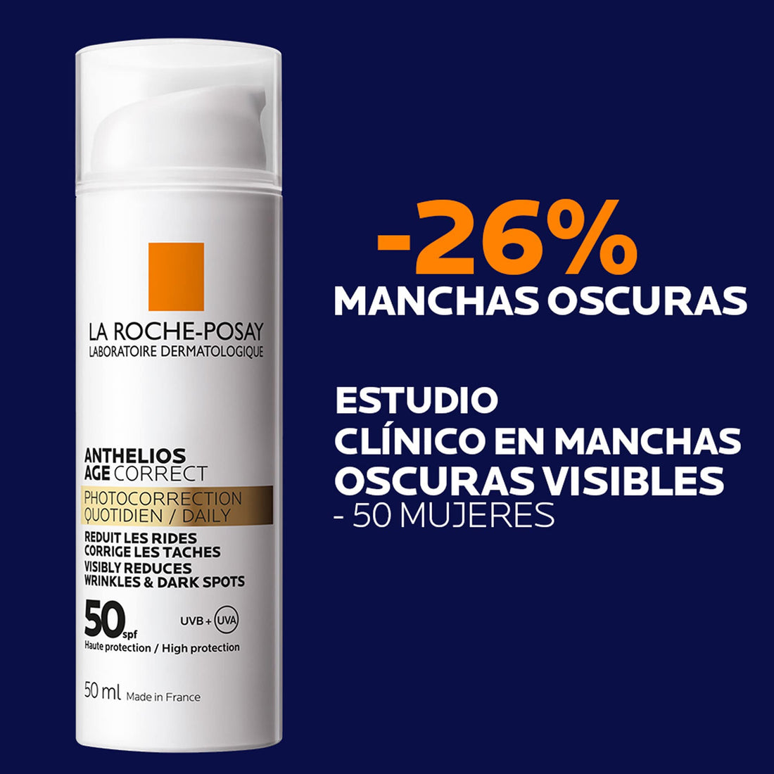 Protector solar facial antiedad con niacinamida SPF 50 50 ml – La Roche-Posay Anthelios Age Correct