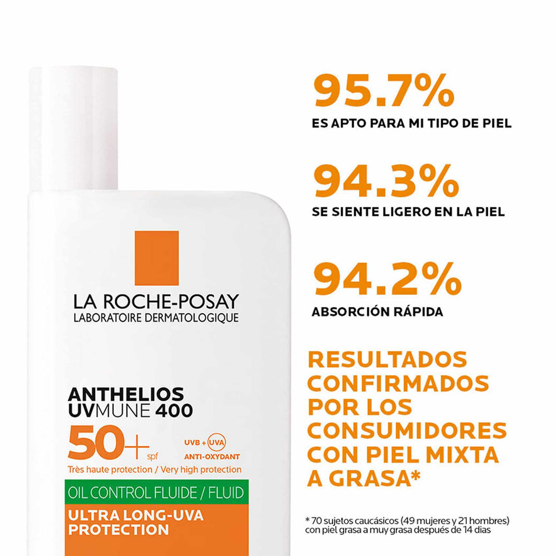 La Roche-Posay protector solar fluido oil control para piel grasa con alta protección 50 ml – Anthelios Fluid Oil Control UVMune