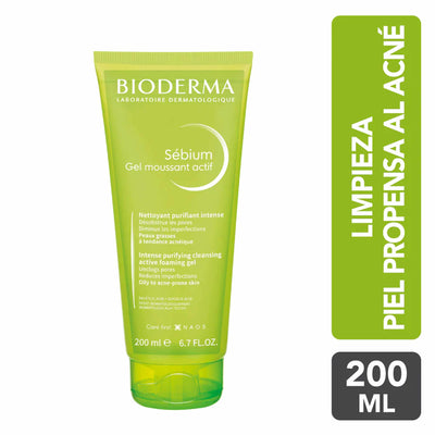 Gel limpiador purificante para piel grasa con acné inflamado 200ml – Bioderma Sébium Gel Moussant Actif