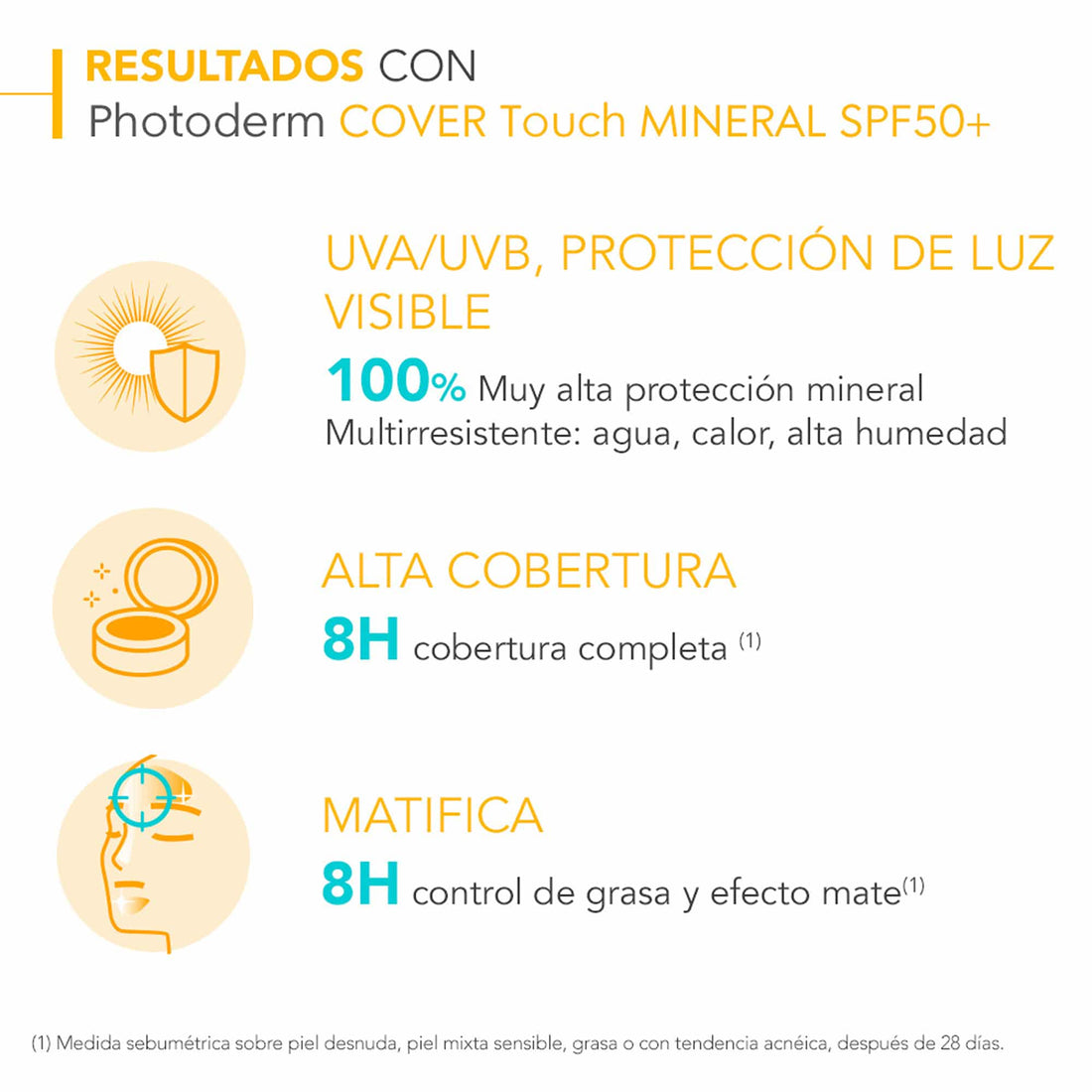 Bioderma Photoderm Cover Touch SPF 50+ Claire | Protector solar con color y cobertura matificante – 40ml