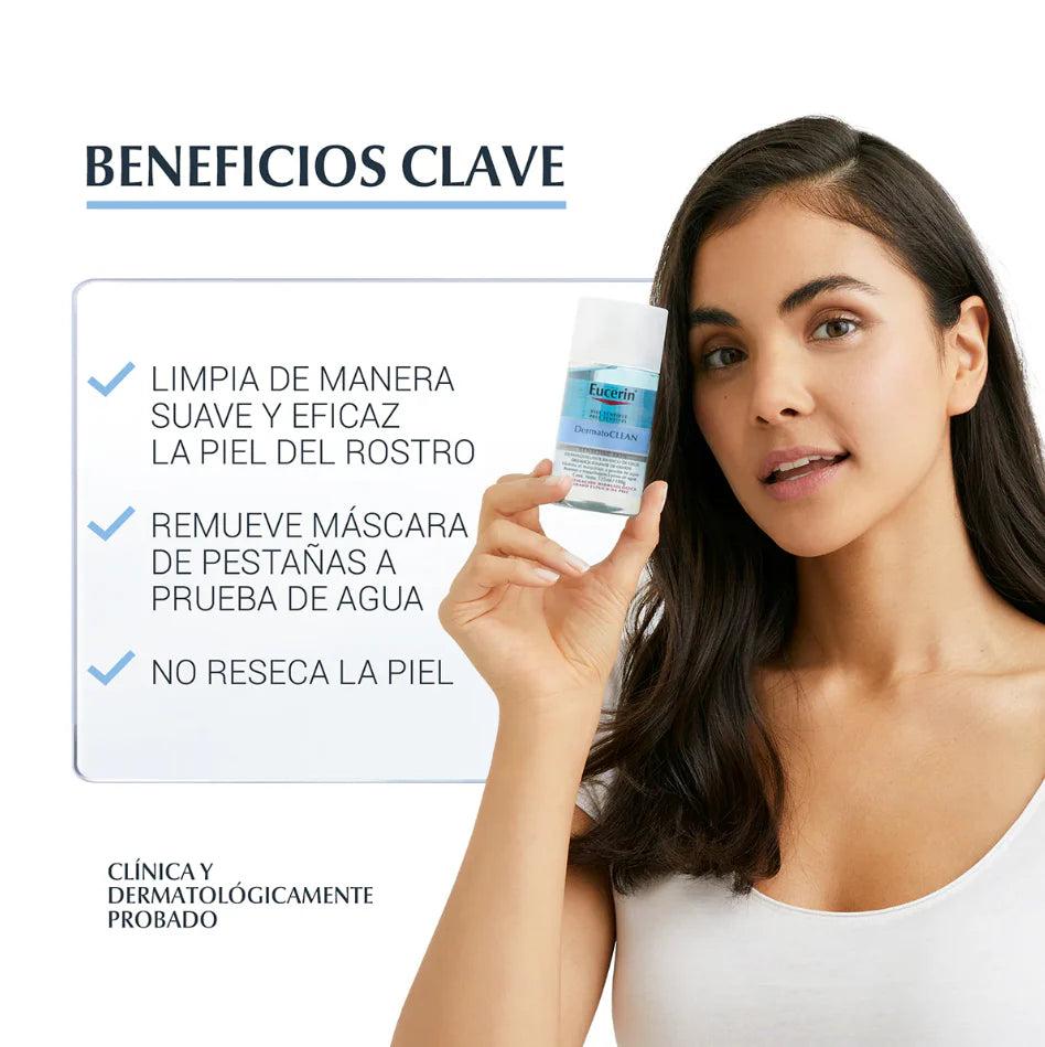 Desmaquillante bifásico para ojos, limpieza suave y efectiva 125ml Eucerin