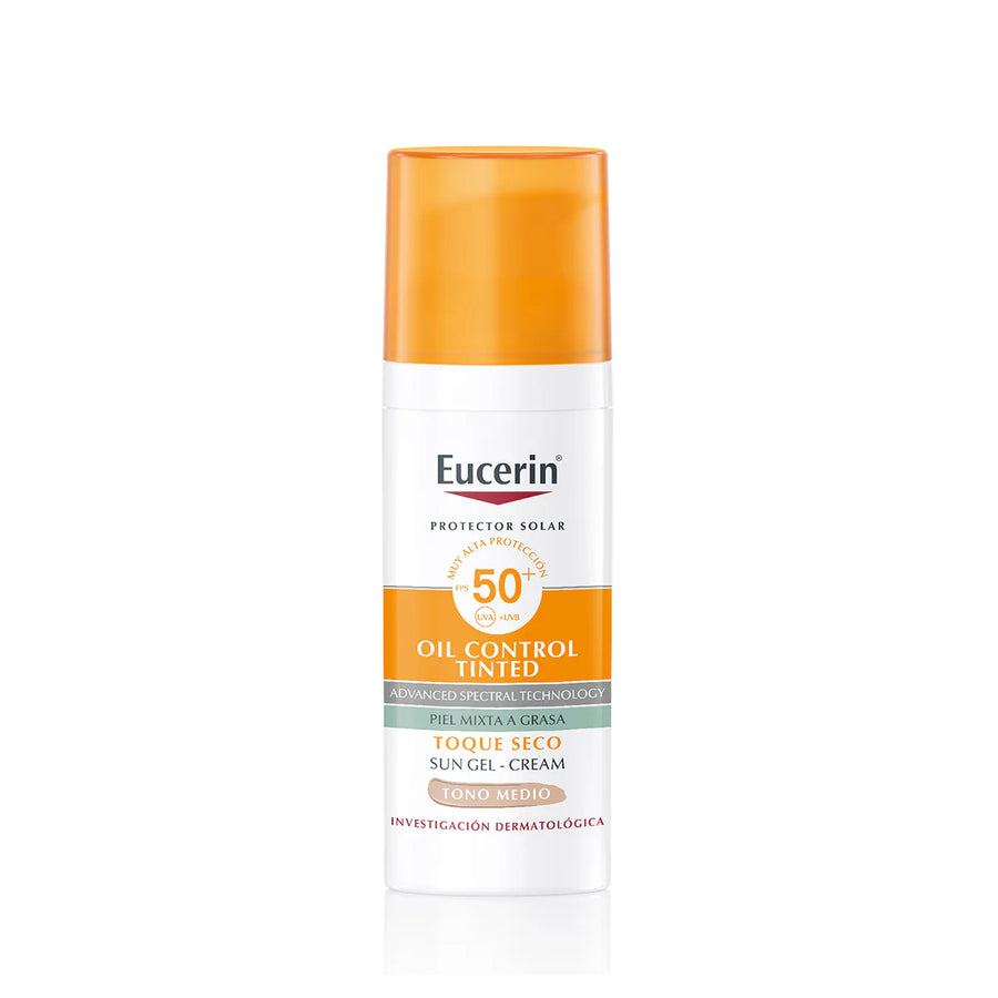 Eucerin Sun Oil Control Tinted Protector Solar Facial Tono Medio SPF 50+ (50ml)