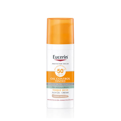 Eucerin Sun Oil Control Tinted Medio – Protector Solar Facial con Color FPS50+ 50ml