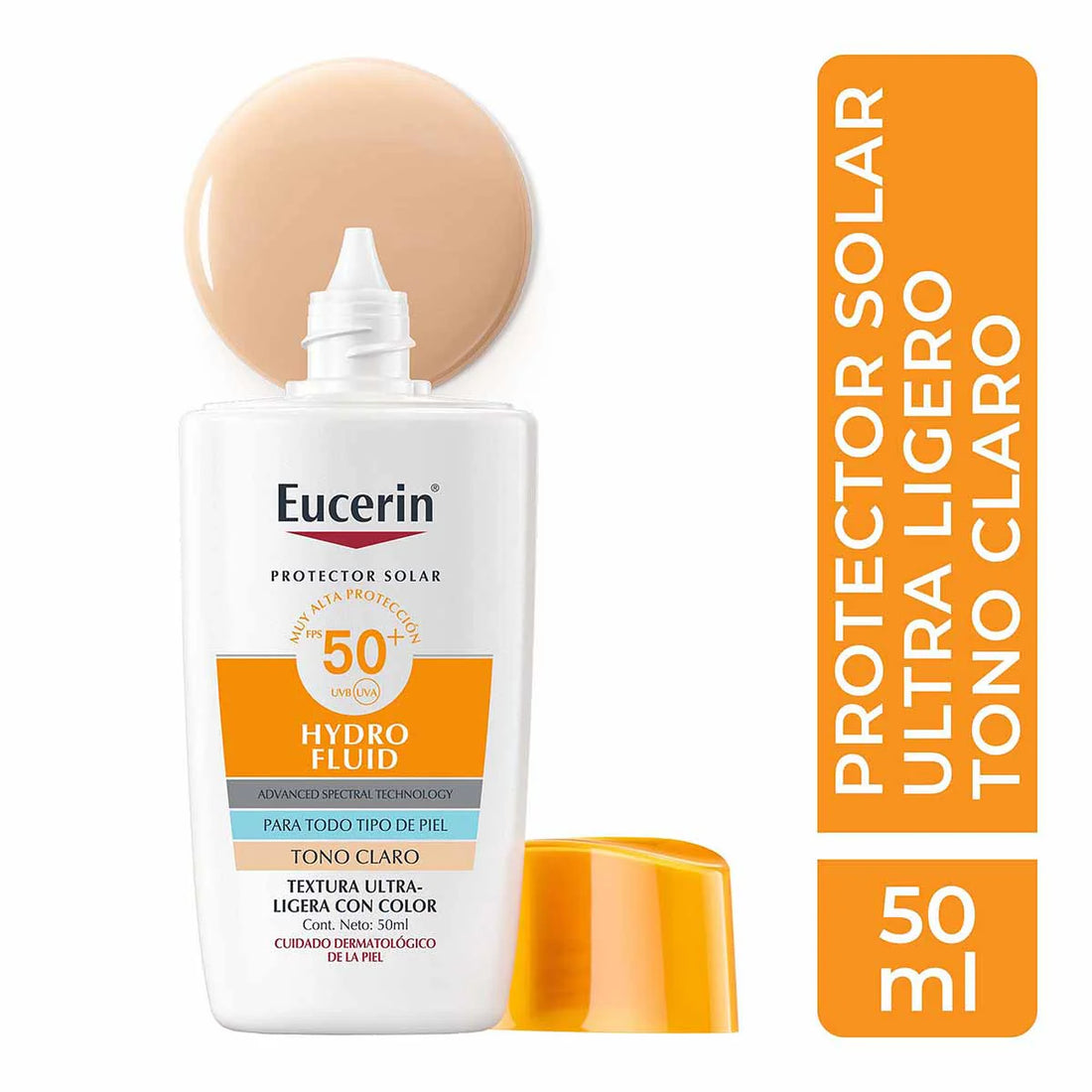 Protector solar fluido con ácido hialurónico tono claro SPF50+ 50ml – Eucerin Hydro Fluid