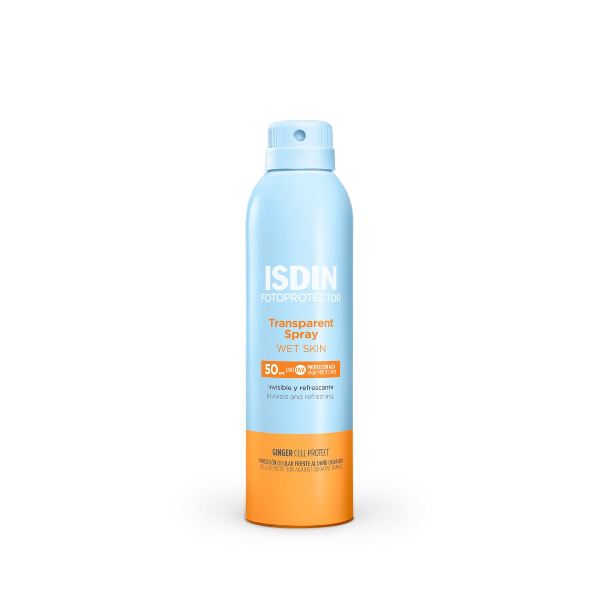 Protector solar corporal para piel mojada 250 ml – Isdin Transparent Spray Wet Skin SPF 50