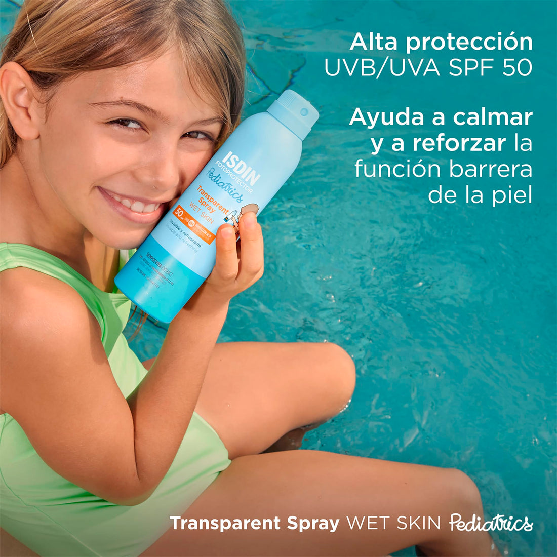 ISDIN Fotoprotector Transparent Spray Wet Skin Pediatrics SPF 50 para Niños 250 ml – Spray Solar Transparente Infantil