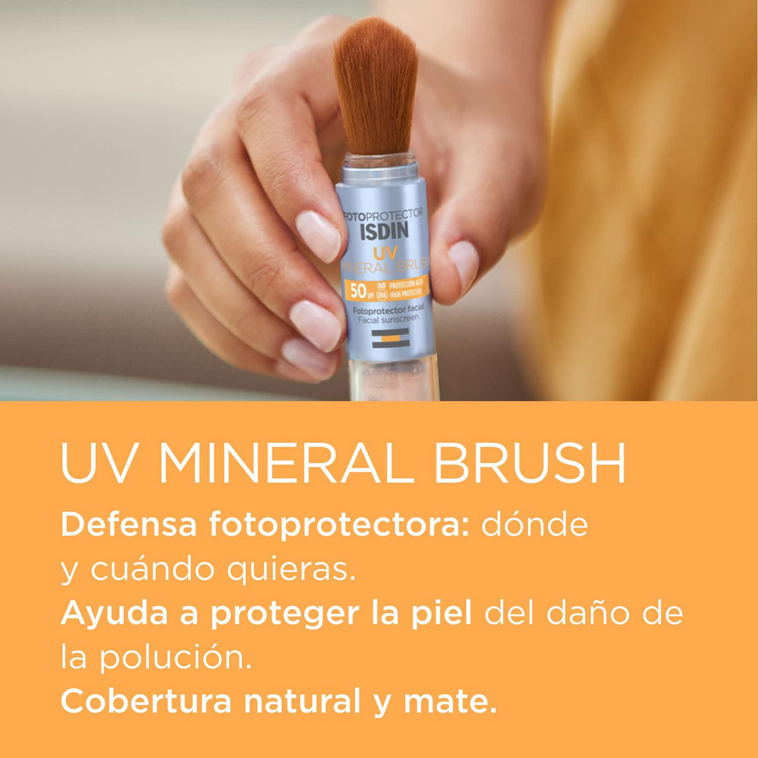 Protector solar facial en brocha con filtros 100% minerales 2 g – Isdin UV Mineral Brush SPF 50+