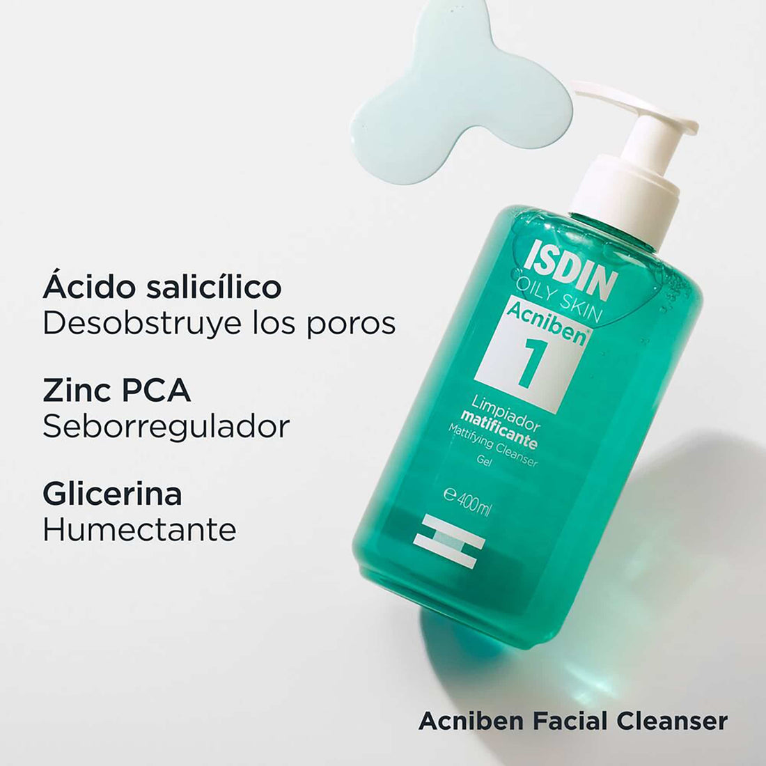 Gel limpiador matificante para piel con acné y control de grasa 400ml – Isdin Acniben Teen Skin