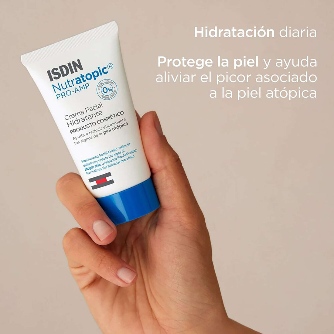 ISDINNutratopic Pro-AMP Crema Facial Emoliente | Hidratación y defensa para piel atópica – 50ml