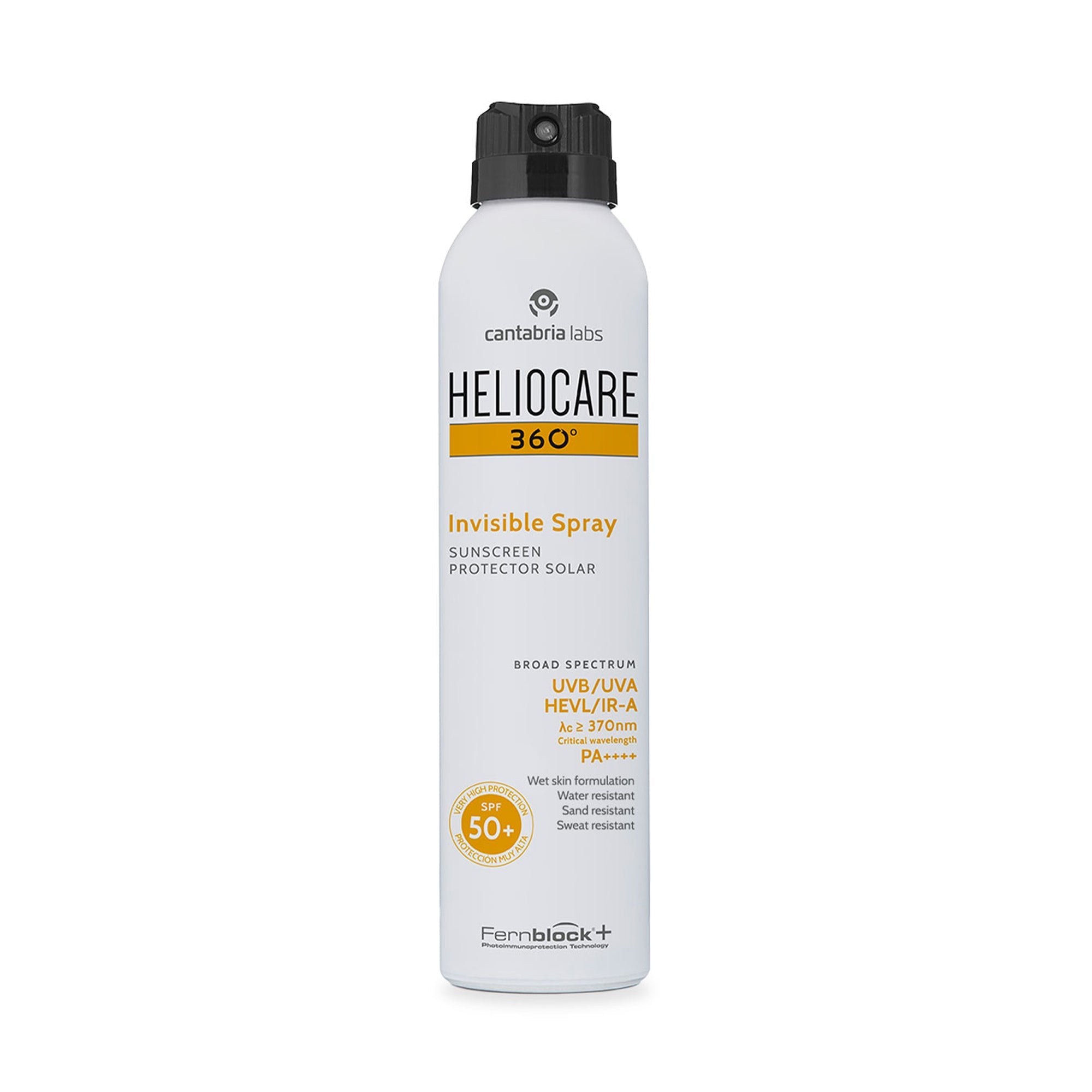 Protector solar corporal en spray, acabado seco y transparente SPF50+ 200ml – Heliocare 360° Invisible Spray