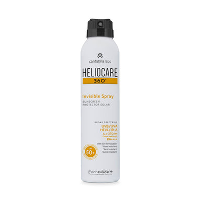 Protector solar corporal en spray, acabado seco y transparente SPF50+ 200ml – Heliocare 360° Invisible Spray