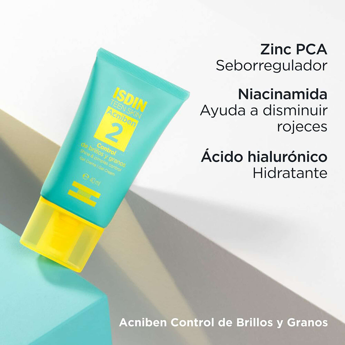 Gel‑crema para piel grasa con imperfecciones, Hidratante Seborregulador Antibrillos 40 ml – Isdin Acniben Teen Skin