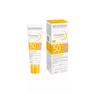 Protector solar facial ligero, agua solar tono claro para todo tipo de piel SPF50+ 40ml – Bioderma Photoderm Aquafluide Claire