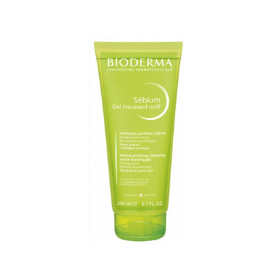 Bioderma Sébium Gel Moussant Actif - Gel Limpiador Purificante Para Piel Grasa Con Acné Inflamado (200ml)