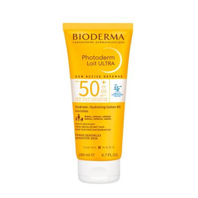Protector solar facial hidratante de alta tolerancia para todo tipo de piel SPF50+ 200ml – Bioderma Photoderm Lait Ultra