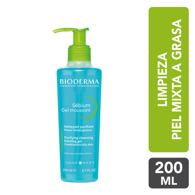Gel limpiador purificante y antiimperfecciones para piel con tendencia acneica 200ml – Bioderma Sébium Gel Moussant