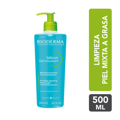 Gel limpiador purificante y antiimperfecciones para piel con tendencia acneica 500ml – Bioderma Sébium Gel Moussant