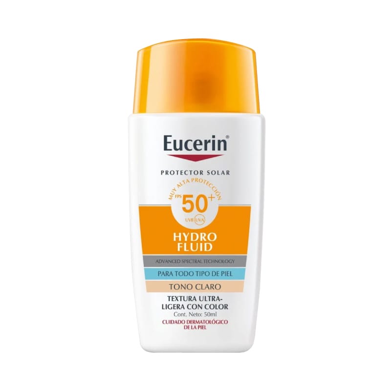Eucerin Sun Hydro Fluid Protector Solar Facial Con Color Tono Claro SPF 50+ (50ml)