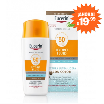 Protector Solar Eucerin Hydro Fluid Tono Oscuro SPF50+ 50ml