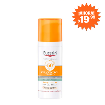 Protector solar facial Eucerin Oil Control Tinted Tono Claro Piel Grasa  FPS50+ 50ml