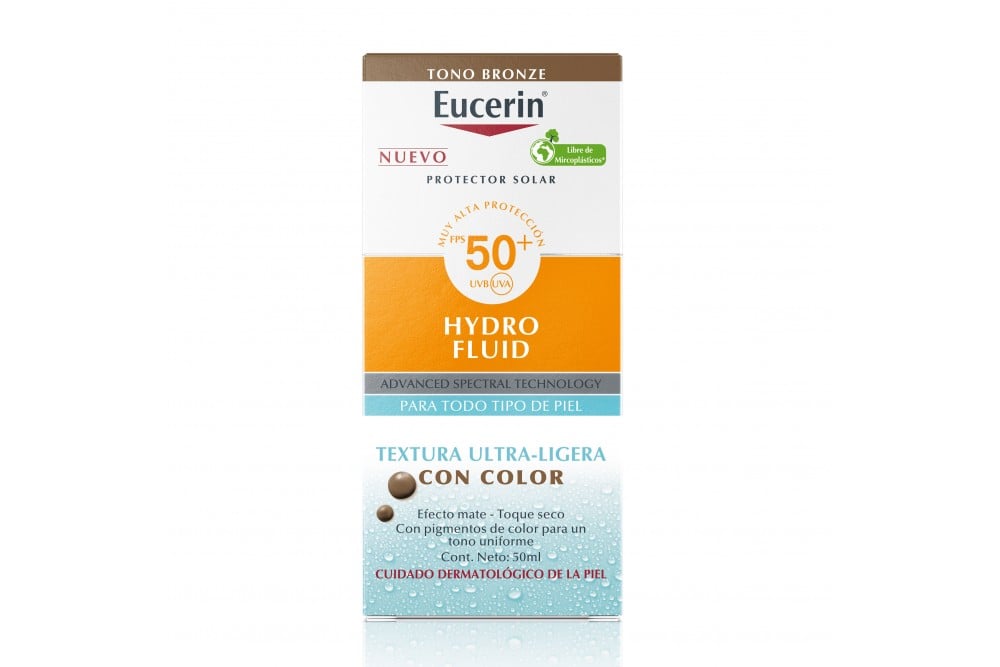 Eucerin Sun Hydro Fluid Protector Solar Facial Con Color Tono Oscuro SPF 50+ (50ml)