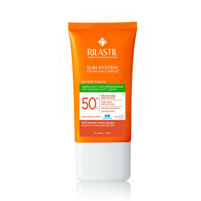 Protector solar facial ligero y matificante SPF 50+ 50 ml – Rilastil Sun System Water Touch Matt Cream